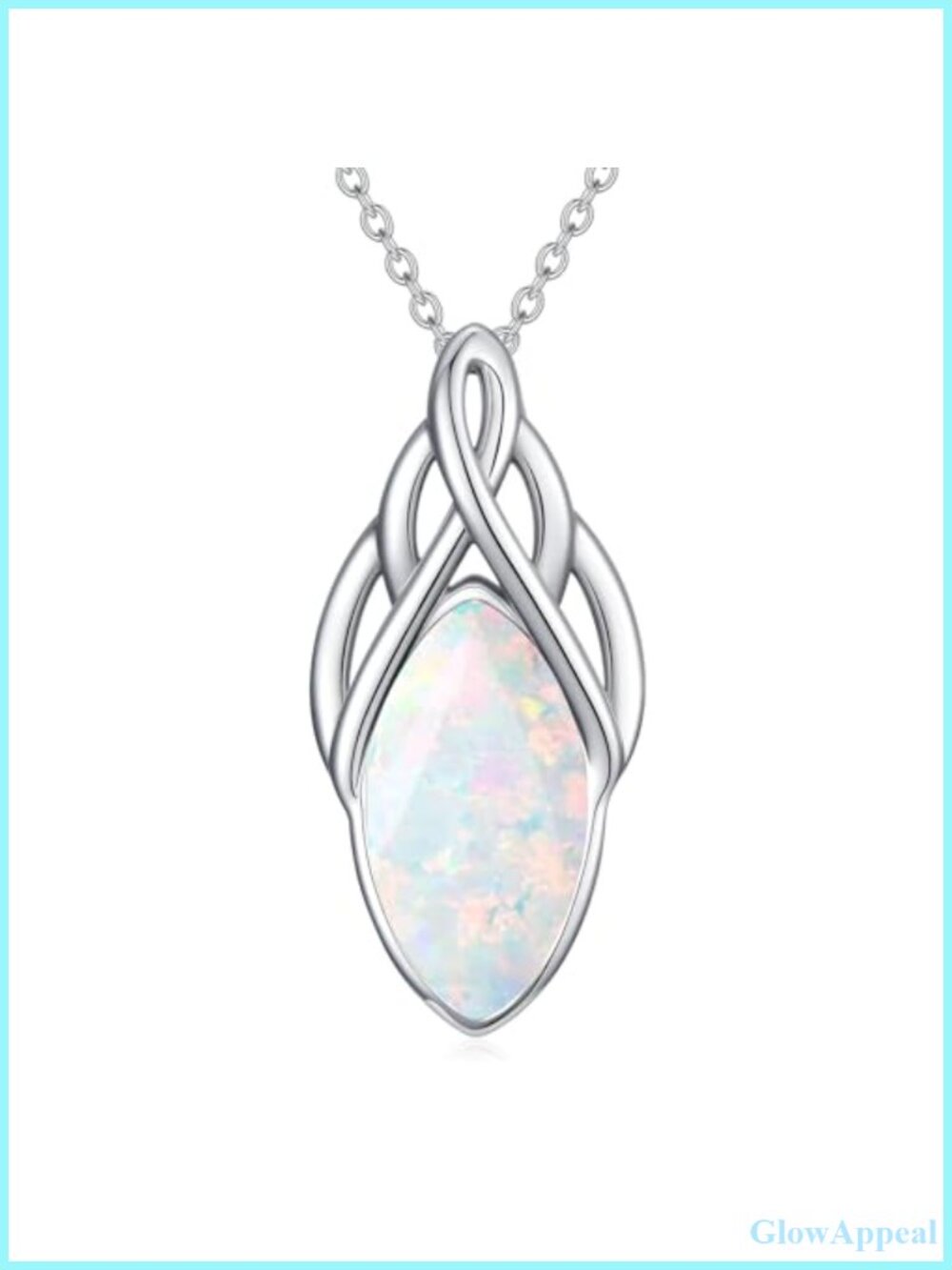 18k White Gold Plated Celtic Knot Pendant Necklace Gemstone